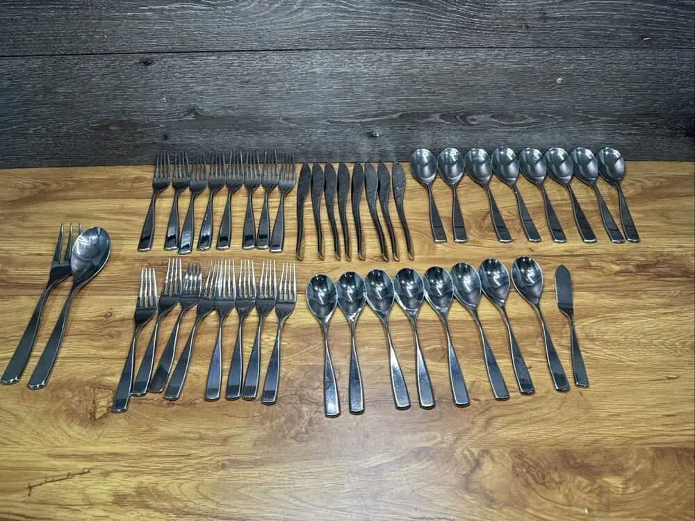 Nambe ANNA Stainless 18/10 Glossy Silverware Flatware Set Of 43 Pcs